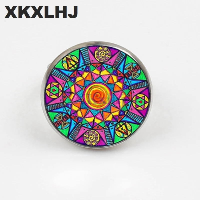 Новинка кольцо для йоги XKXLHJ стеклянное Выпуклое круглое в виде мандалы лотоса