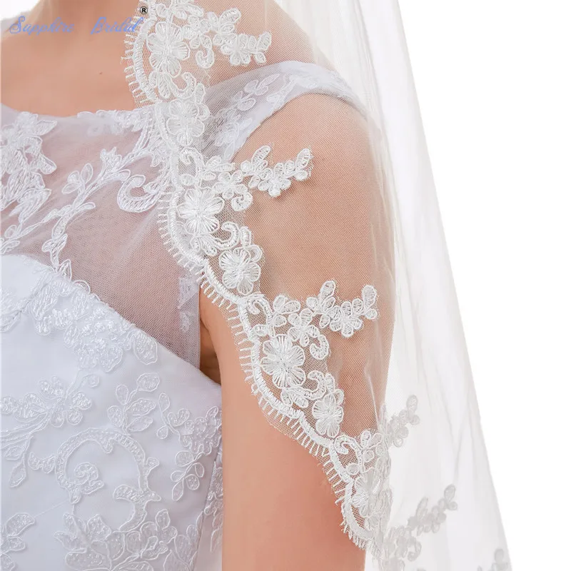 Sapphire Bridal 100% реальные фотографии однослойная винтажная кружевная кромка вуаль duvak