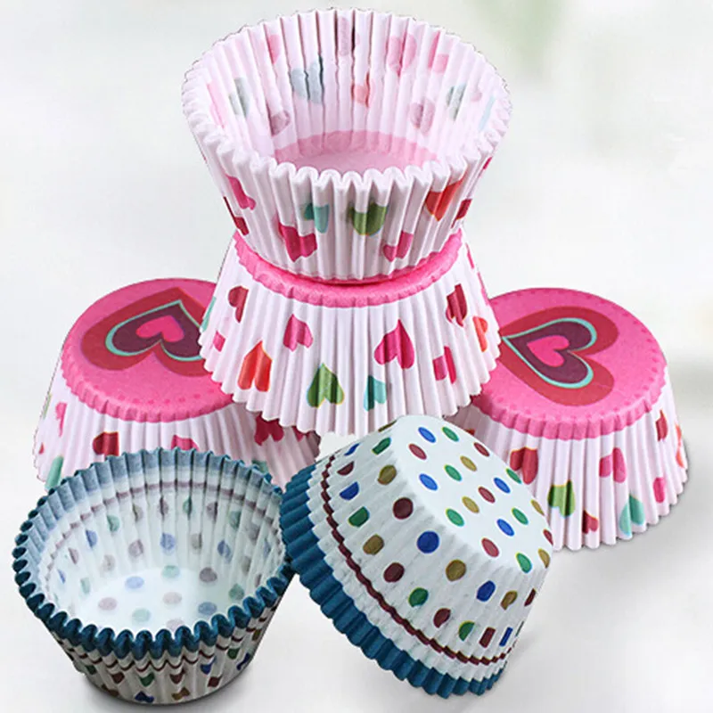 100 шт./лот маслостойкий бумажный стаканчик для кексов круглый красочный дизайн с