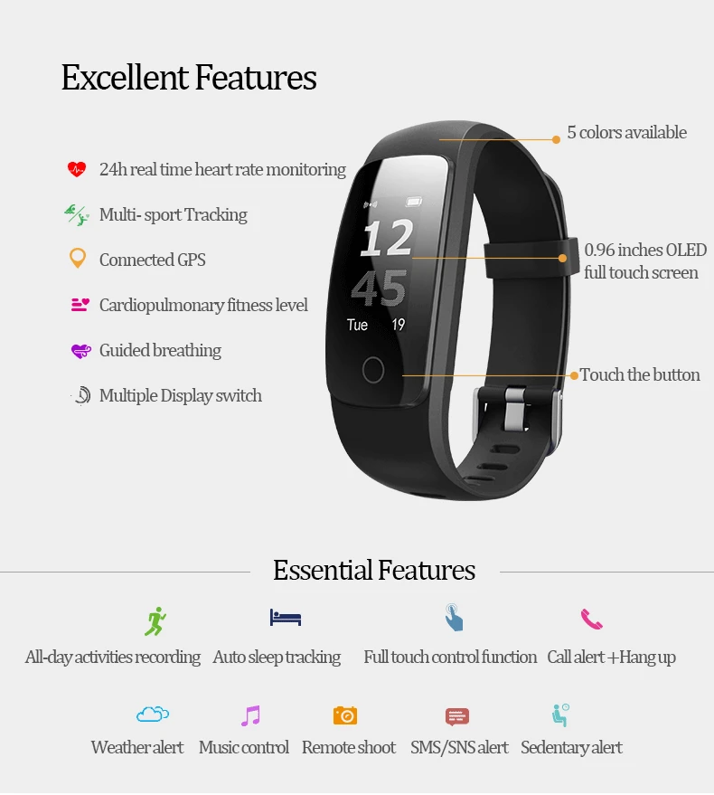 Men Women Smart Watch Clock with PPG Heart Rate Speed Weather Swim Run Cycling Basketball Yoga Climb APP Activity Tracker | Электроника