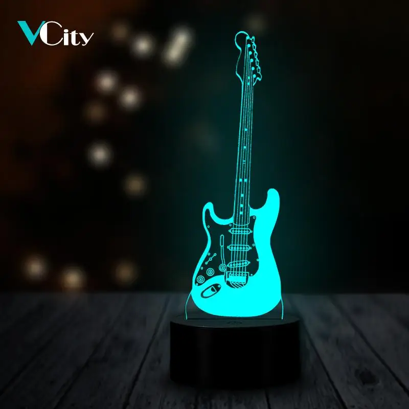 3D ночной Светильник VCity Luminaria светодиодная настольная лампа для электрогитары