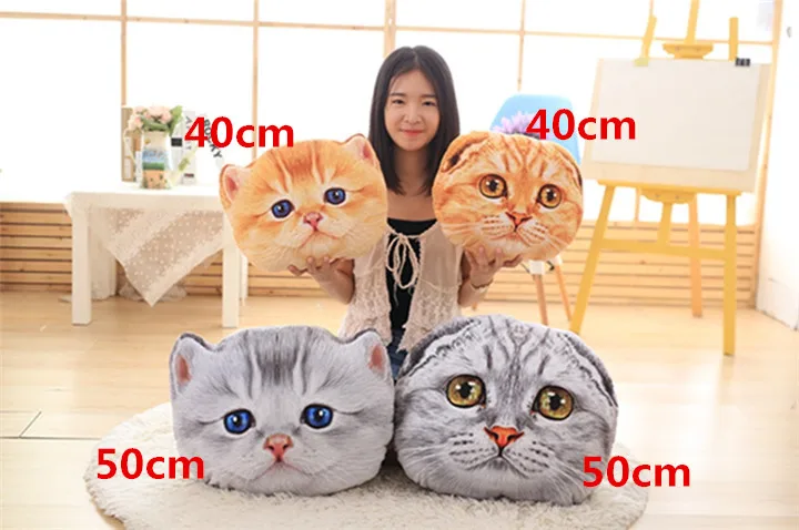 40 см 3D моделирование кошачья голова игрушка супер мягкая кошачья форма Подушка мягкая подушка для девочек