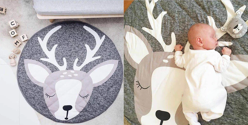 Baby Playmat Cartoon Circle Shape Rabbit Unicorn Pattern Baby Activity Gym Baby Gym Playmat Baby Room Rug Carpet In The Nursery