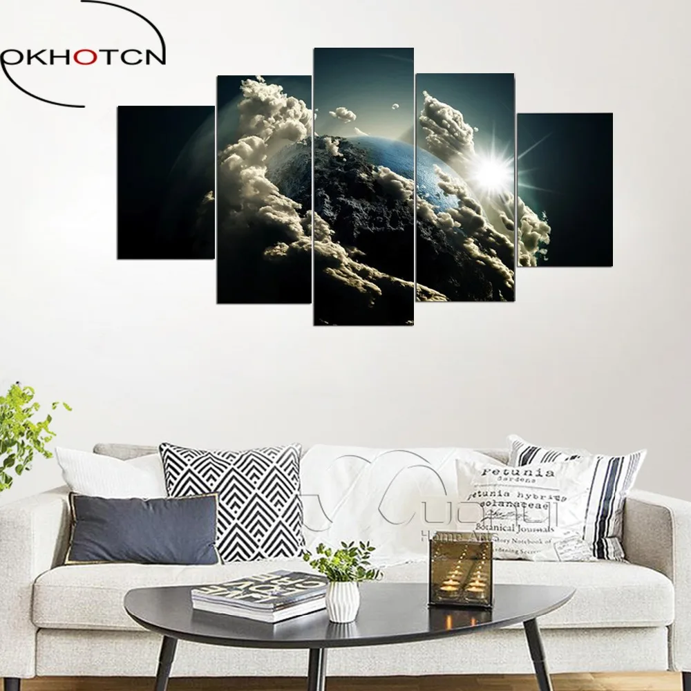 Художественный дизайн OKHOTCN Clound Planets Universe 5 шт. Картина на холсте декор для стен