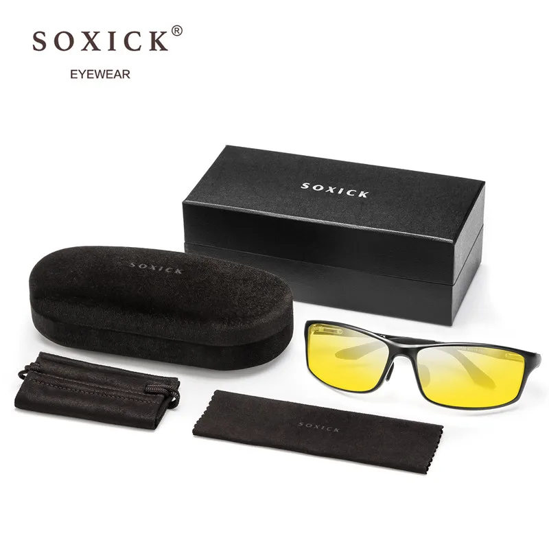 Soxick классические винтажные Поляризованные солнцезащитные очки для мужчин и женщин, желтые солнцезащитные очки с защитой от ультрафиолета, антибликовые очки для вождения автомобиля, очки ночного видения