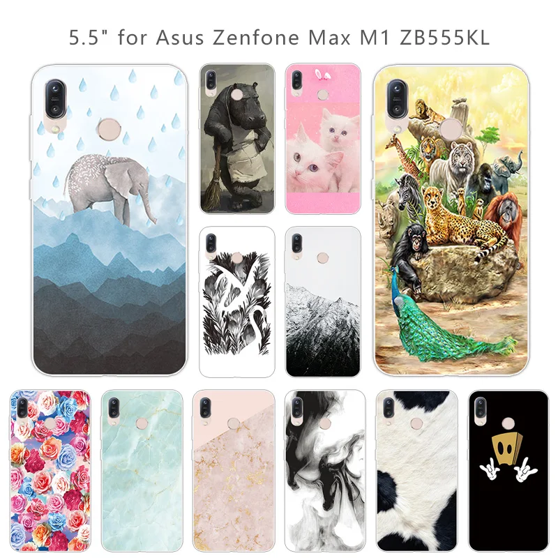 for Asus Zenfone Max M1 ZB555KL Fitted Phone Cases 5 inch ASUS ZENFONE MAX Silicone Shell Animal Capa |