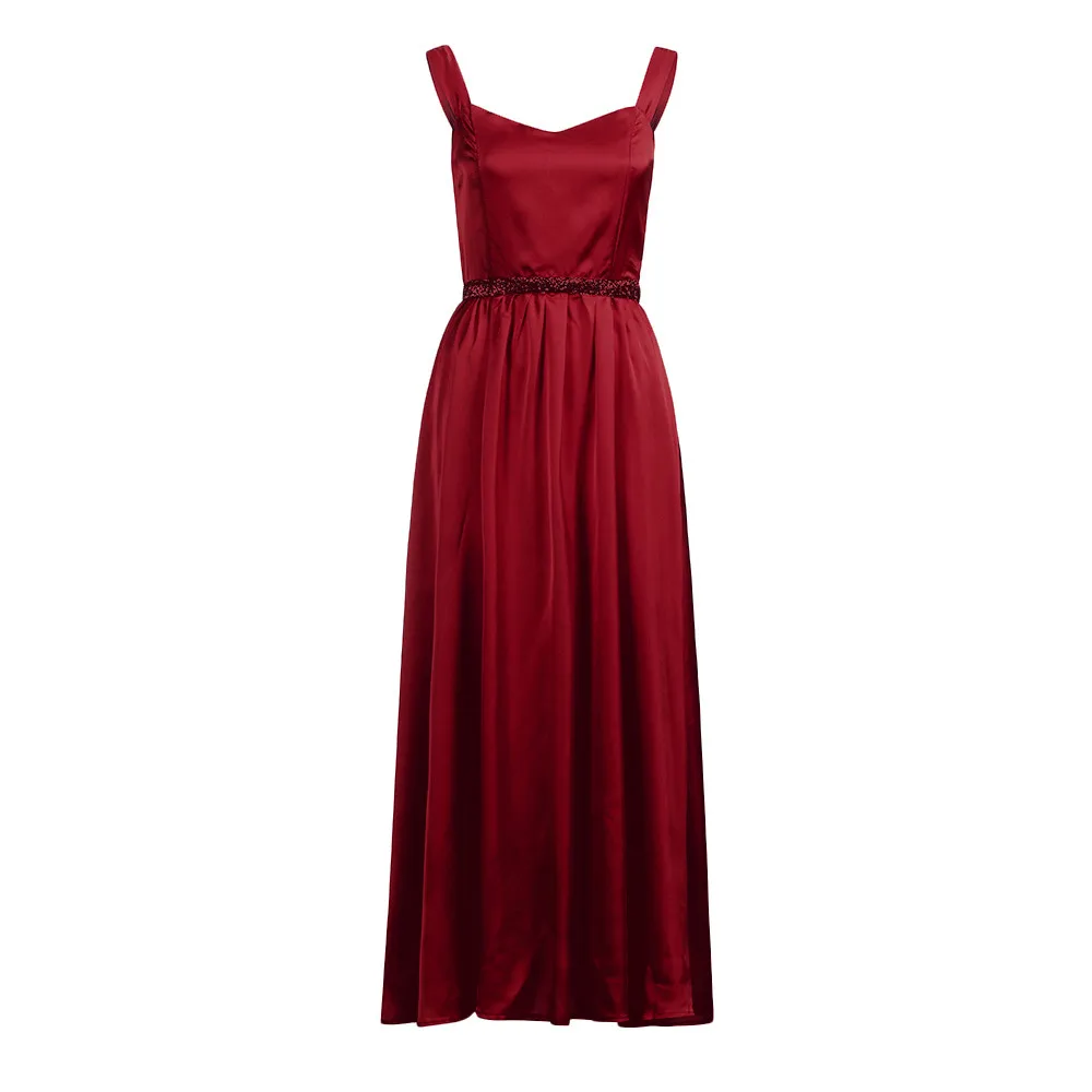 Модное женское сексуальное вечернее платье без рукавов vestido однотонное