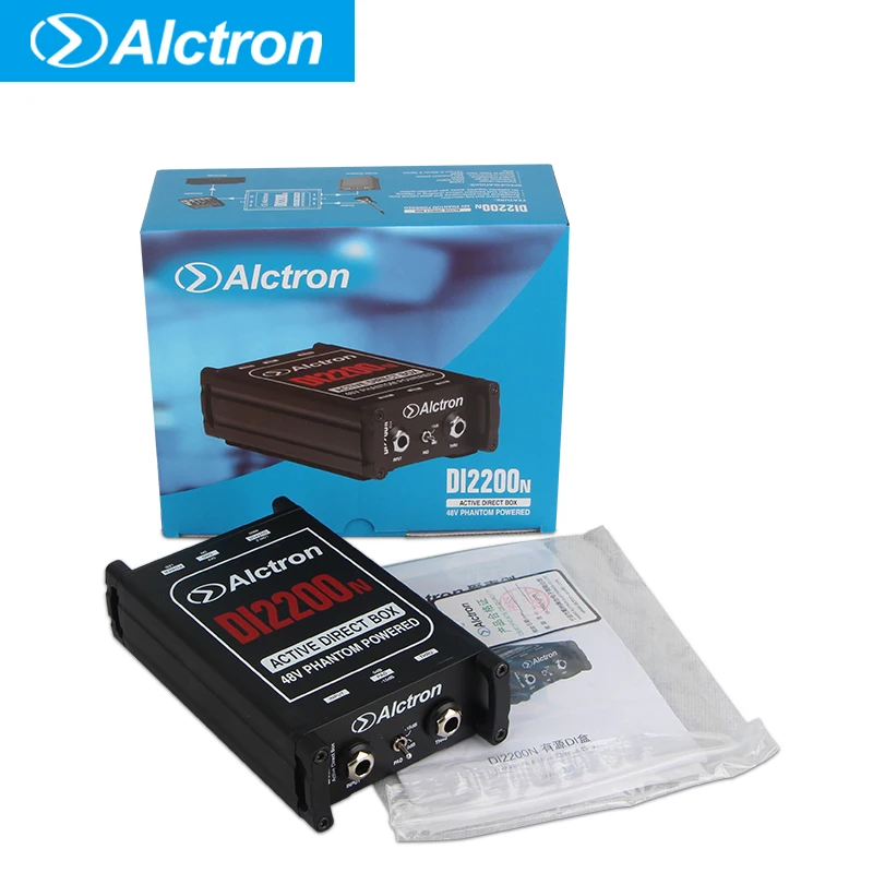 Alctron DI2200N 48V phantom powered active DI box стерео Прямая Коробка для электрогитары, бас, гармоник устройств