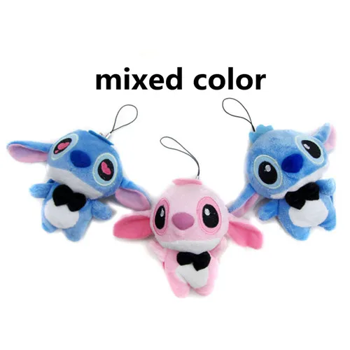mixed color 12 шт. маленький Лило и Стич Плюшевые игрушки телефон ремень свадебное украшение подарок для влюбленных Стич чучела сумка брелок букет Мини Подвеска - Цвет: mixed color