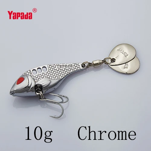 Chrome 10g YAPADA VIB 301 Tycoon 10 г/15 г/20 г/25 г тройной крючок+ вращающиеся блестки 41 мм/47 мм/52 мм/55 мм многоцветный Металл VIB рыболовные приманки - Цвет: Chrome 10g