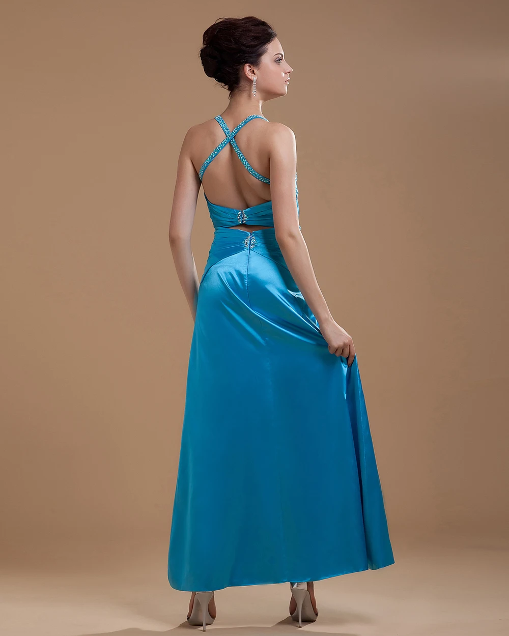 AEE26 Gossip Girl Blake Lively Fashion blue Zuhair Murad floor length Halter evening dress 2013 | Свадьбы и торжества