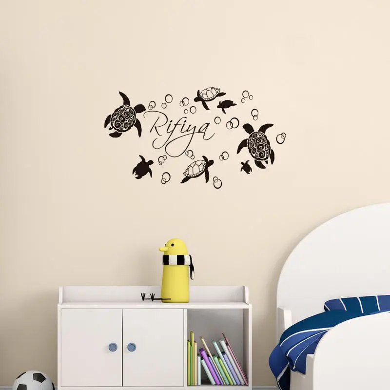 Настенная Наклейка для детской комнаты подводные черепахи с пузырьками черепаха