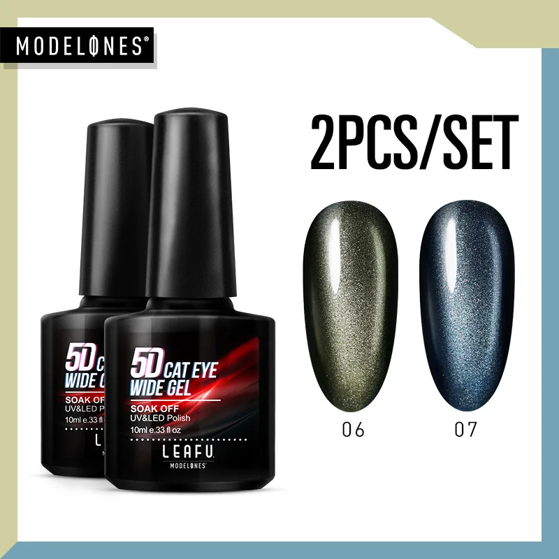 2PCS GEL SET Leafu Modelones 5D Cay Eyes УФ-гель для ногтей набор Магнитный "хамелеон" светодиодный гель лак для ногтей полуперманентный УФ-гель для ногтей Набор Для лаков - Цвет: 2PCS GEL SET