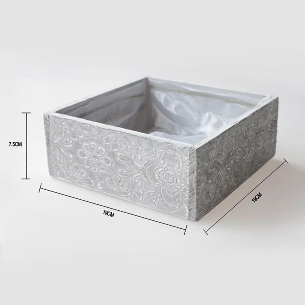 Деревянный Выгравированный дизайн квадратный цветочный горшок суккулентная