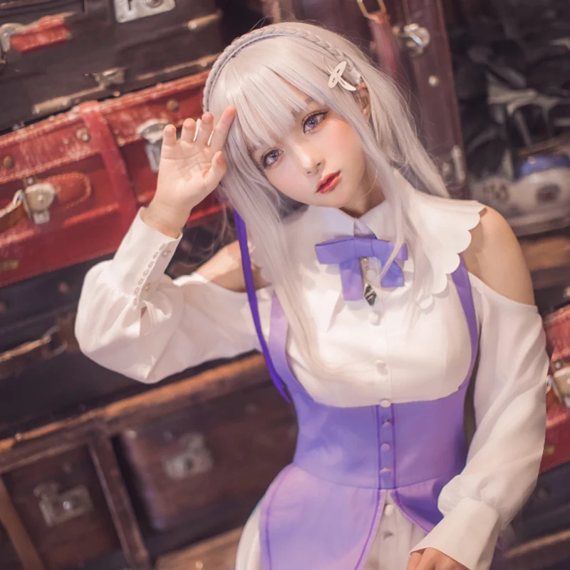 Аниме! Re: Life in a different world of zero Memory Snow Emiria новый костюм милое платье униформа косплей