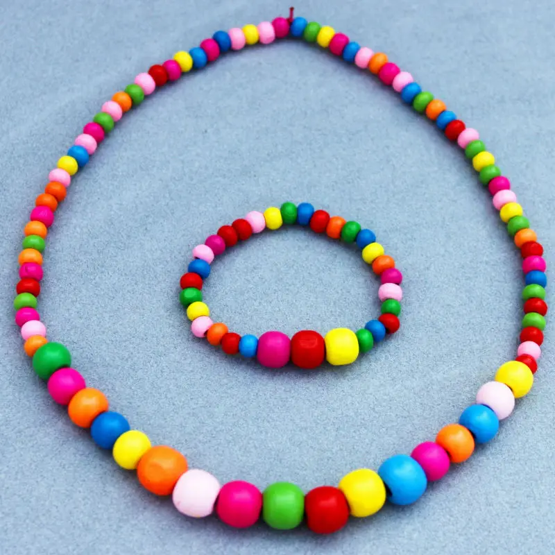 Оптовая продажа дизайнерские Разноцветные деревянные бусы милый браслет