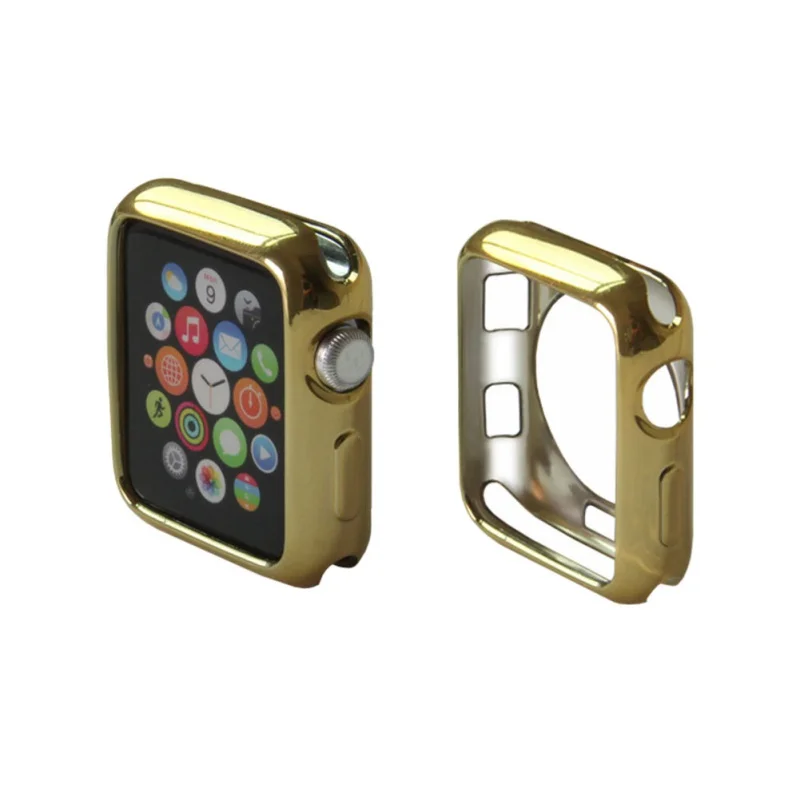 

38mm 42mm Chrome-plated TPU Protective Cover For Apple Watch Scratch-resistant Flexible Soft Case Protective Cover For i-Watch