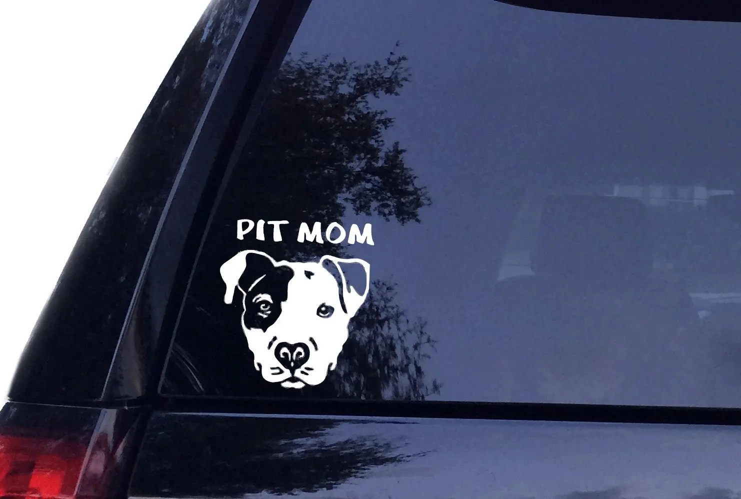 

PIT Mom - Pitbull Dog Vinyl Car Decal, Laptop Decal, Car Wall Sticker, Boat (8, White)