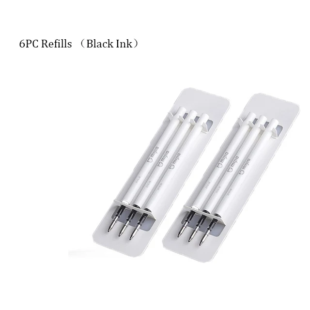 6PC Refill Оригинальные ручки для вывесок Xiaomi Mijia, 9,5 мм, ручки для подписи, гладкие, швейцарские, сменные, MiKuni, японские чернила, добавить 0,5 мм, черные, заправка - Цвет: 6PC Refill