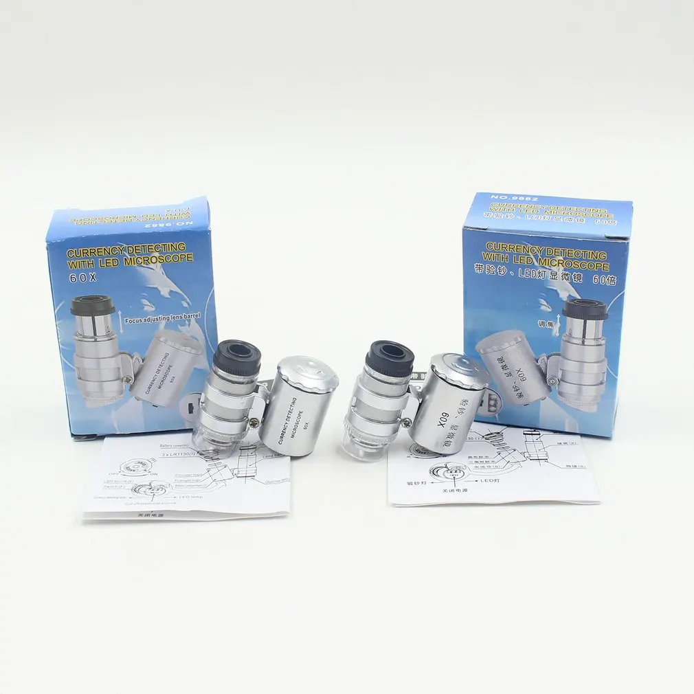 Многофункциональный портативный мини-микроскоп 60X ручной микроскоп лупа для