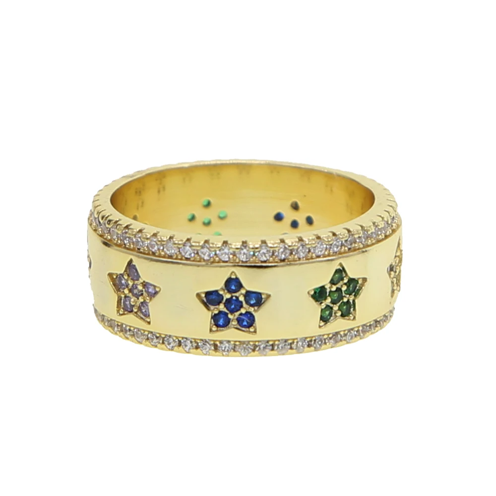 Высококачественное кольцо со звездами позолоченное модное Европейское женское