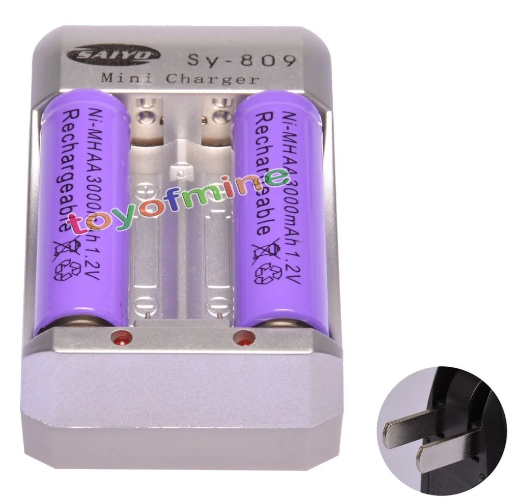 2x AA 3000mAh 1 2 V Ni MH аккумуляторная батарея фиолетовый для RC игрушки камера + зарядное