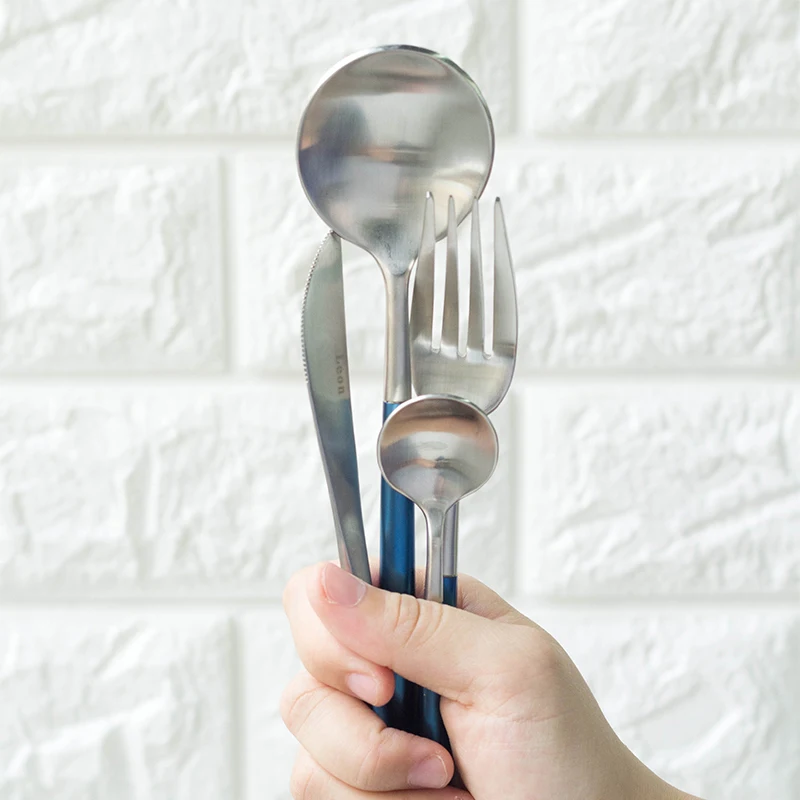 Набор голубых столовых приборов из нержавеющей стали 304 4 шт.|blue cutlery set|dinnerware setcutlery