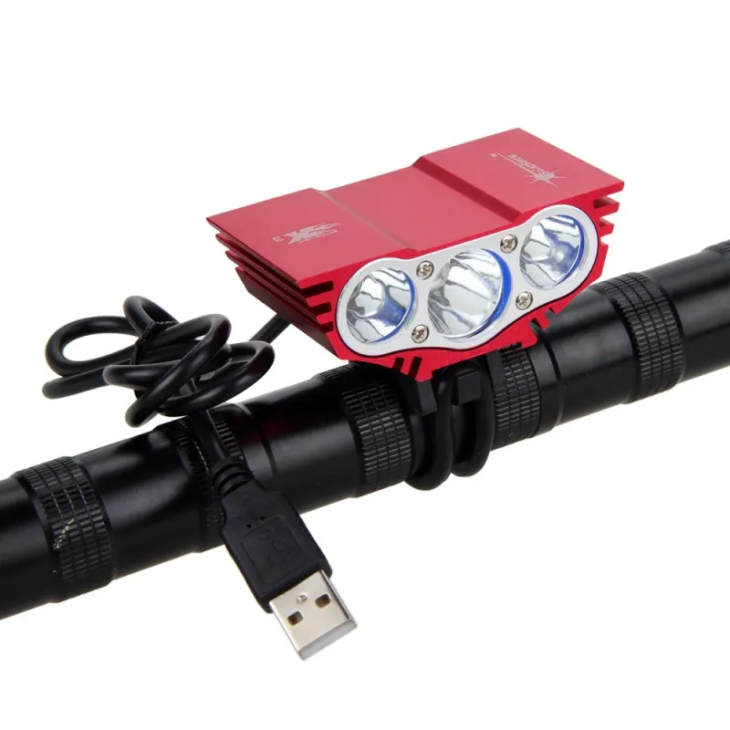 10 лм USB Перезаряжаемый светильник на руль 3 * T6 светодиодный передний велосипедный