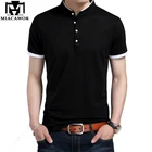Мужская хлопковая футболка-поло MIACAWOR, приталенная рубашка с воротником-стойкой и коротким рукавом, T745