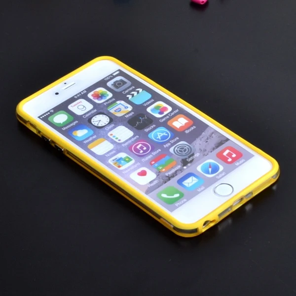 yellow Гибридная средняя Прозрачная защитная рамка Tpu бампер для Iphone 6 Plus/6s Plus 5," мягкий силиконовый бампер чехол - Цвет: yellow
