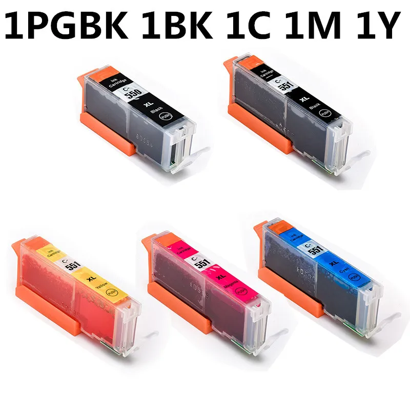 1PGBK 1BK 1C 1M 1Y PGI 550 cli 551 полный чернильный картридж для принтера canon принтерам PIXMA IP7250 MG5450 MX925 MG5550 MG6450 MG5650 MG6650 IX6850 MX725 MX925 принтер - Цвет: 1PGBK 1BK 1C 1M 1Y