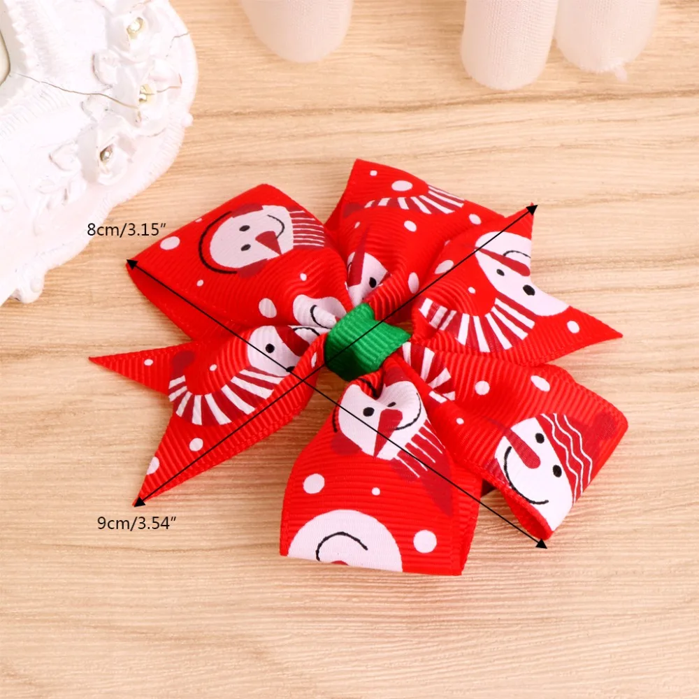 

KLV 12Pcs Xmas Christmas Bowknot Hairpin Hair Bow Clips Barrette For Kids Baby Girls Christmas Gift