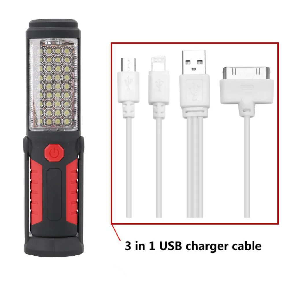 Usb зарядка/3* AA 36+ 5LED Магнитная работа ручной флэш-светильник аварийный осмотр Рабочий фонарь светильник крюк магнит портативные фонари