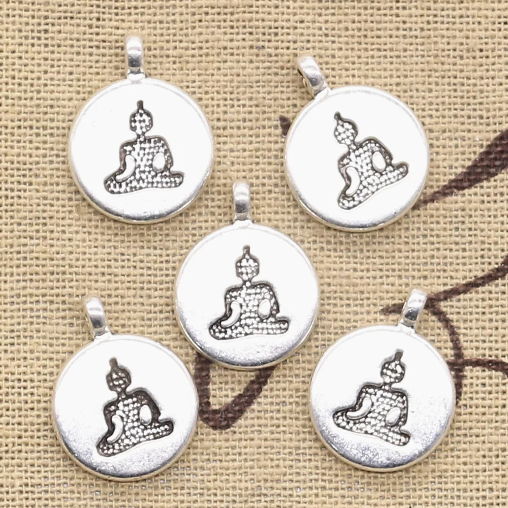 10 шт. подвески для йоги Om Lotus Pose Padmasana 20x15 мм античное серебро с цветным покрытием