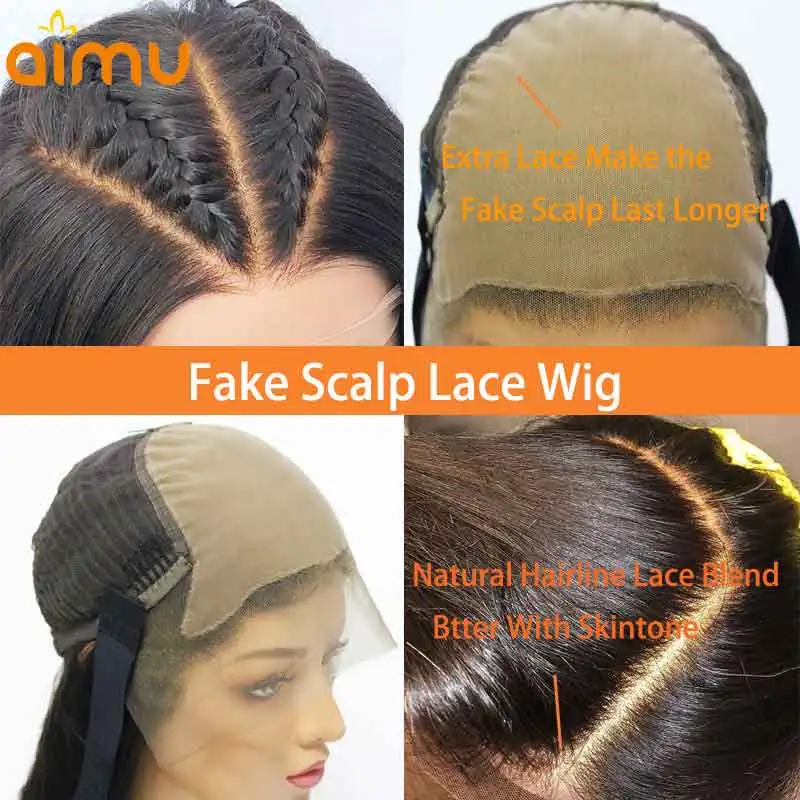 Fake Scalp Wig Афро кудрявые волосы 13*6 поддельные кожи головы и HD прозрачное кружево спереди тупой вырез Боб незаметный реальный парик человеческих волос Remy бразильский Aimu - Цвет: Fake Scalp Wig