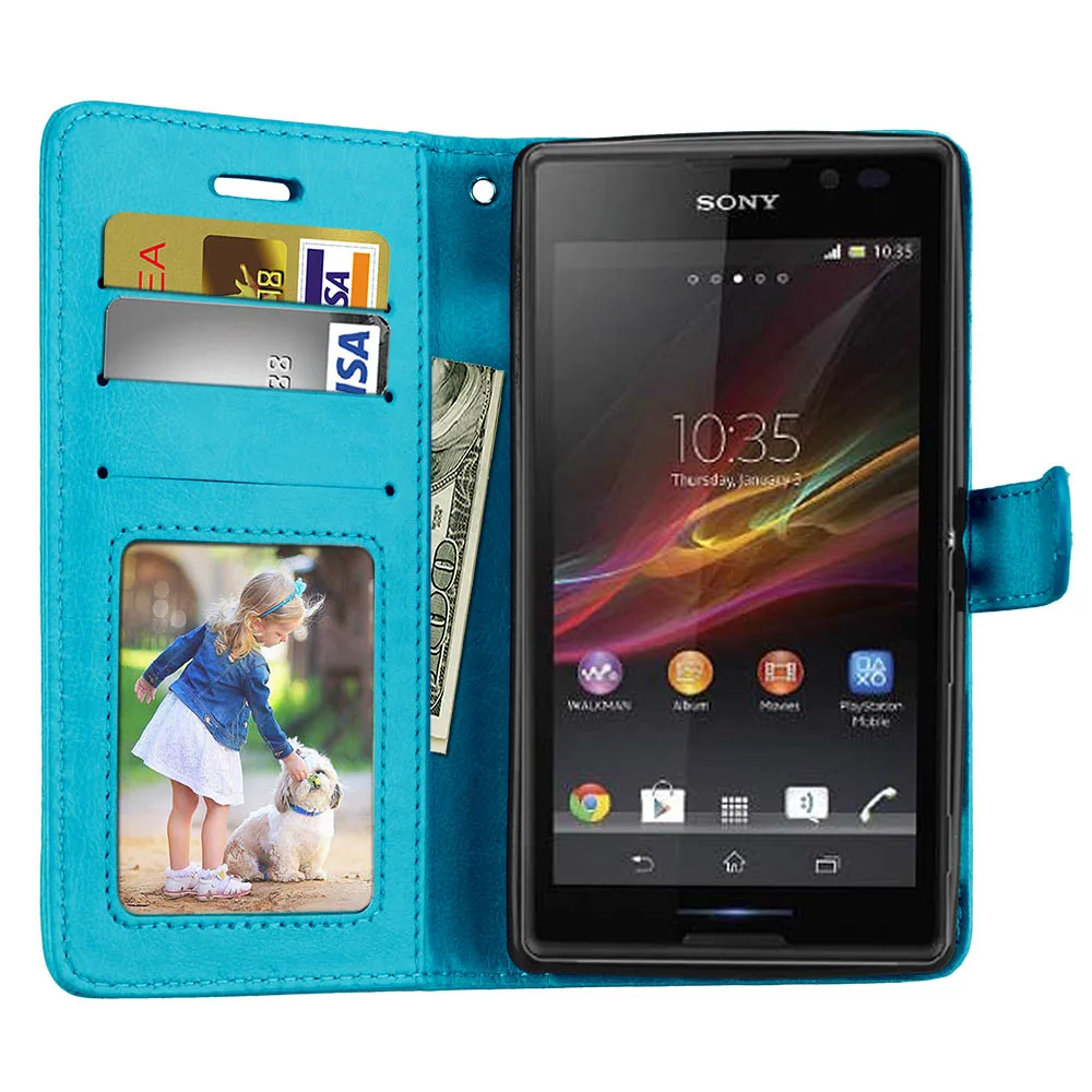 Blue Для sony Xperia C2305 чехол из искусственной кожи флип-Бумажник Стенд чехол для телефона s для sony Xperia C 2305 S39H C2305 чехол Деловой кошелек сумка - Цвет: Blue