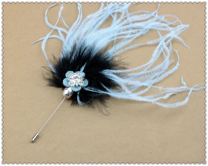 Original Europe and America Exaggerated Feather Brooch Luxury Coat Accessories Word |