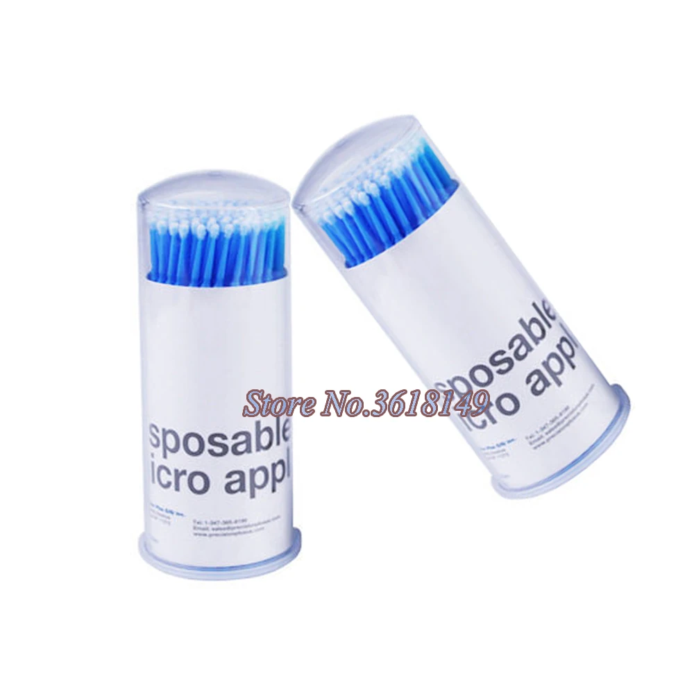 100 шт. Одноразовые микро аппликаторы кисти для туши ресниц синие мини палочки