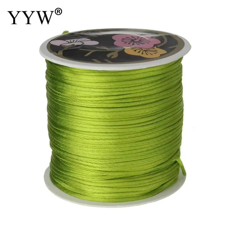 apple green Катушка из нейлона черного цвета китайский атласный Шелковый узел макраме шнур Бусины Европейский плетеный провод 1 мм 70 м/катушка - Цвет: apple green
