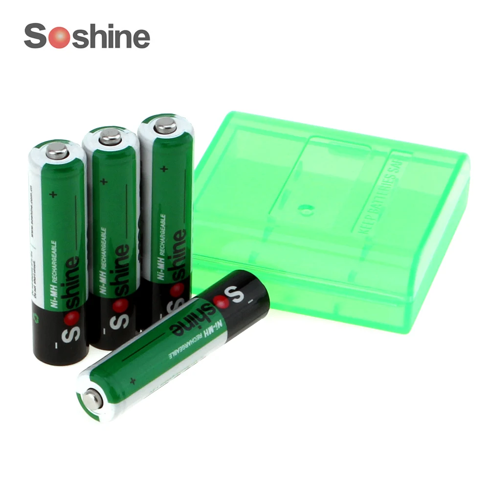 Soshine Green 4 шт./упак. 12V Ni MH AAA 1100mAh перезаряжаемые батареи + портативный батарейный