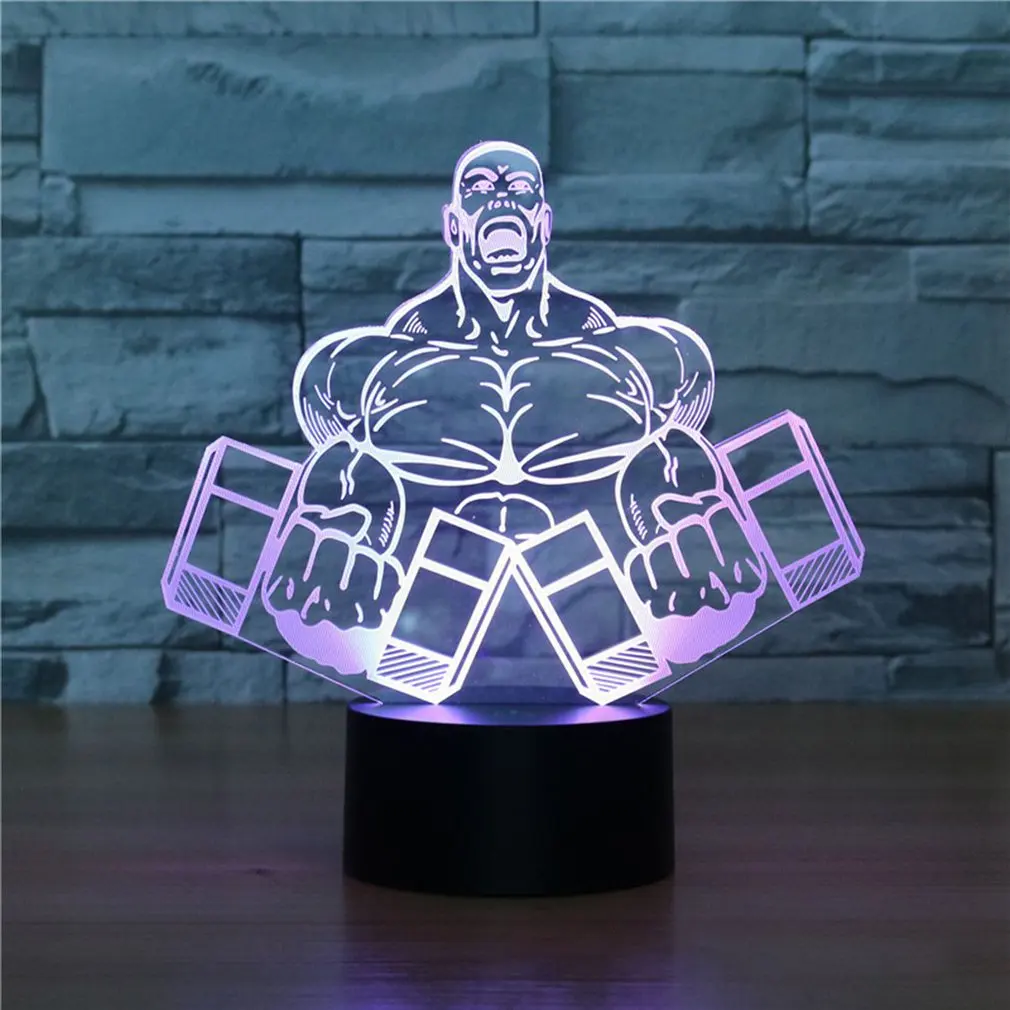 Гантели Форма сенсорная настольная лампа 7 цветов Изменение Настольная 3D