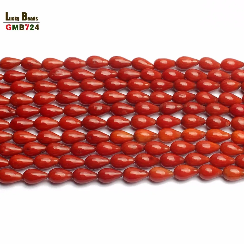 5x8mm Water Drop Shaped Red Coral Beads 15inches Loose Stone For DIY Making Bracelet Necklace Jewelry Ring Earrings Charms | Украшения и