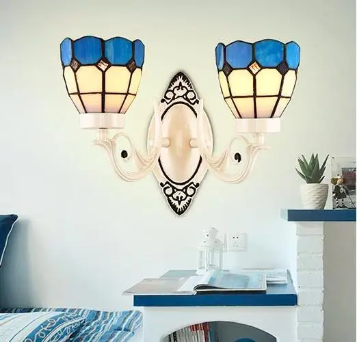 Nordic Style Tiffany Stained Glass Single Head & Double Head LED Wall Lamps Wall Lamps E27 AC 90-260V lustre light wall lighting