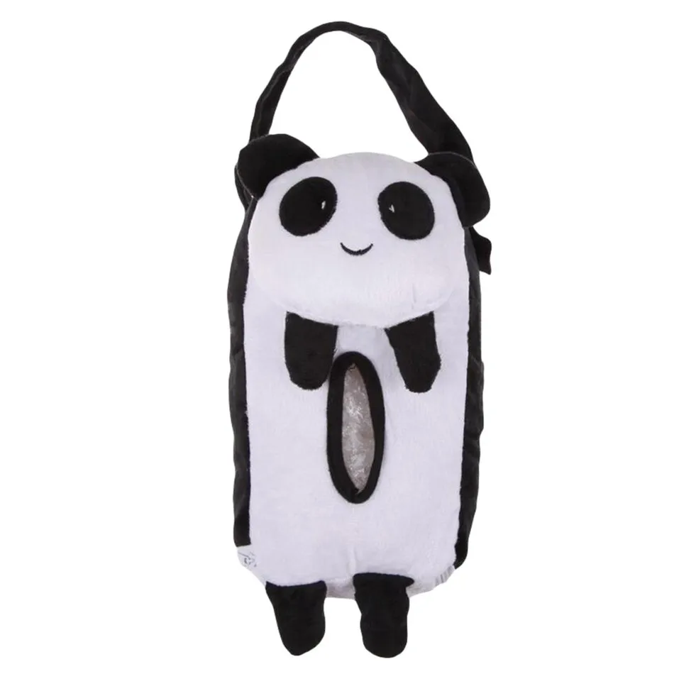 Panda Cute Animal Car Ornaments Hanging Accessories for Girls Tissue Box Back Napkin Paper Towel Box Covers Case 4 Colors - Название цвета: Panda