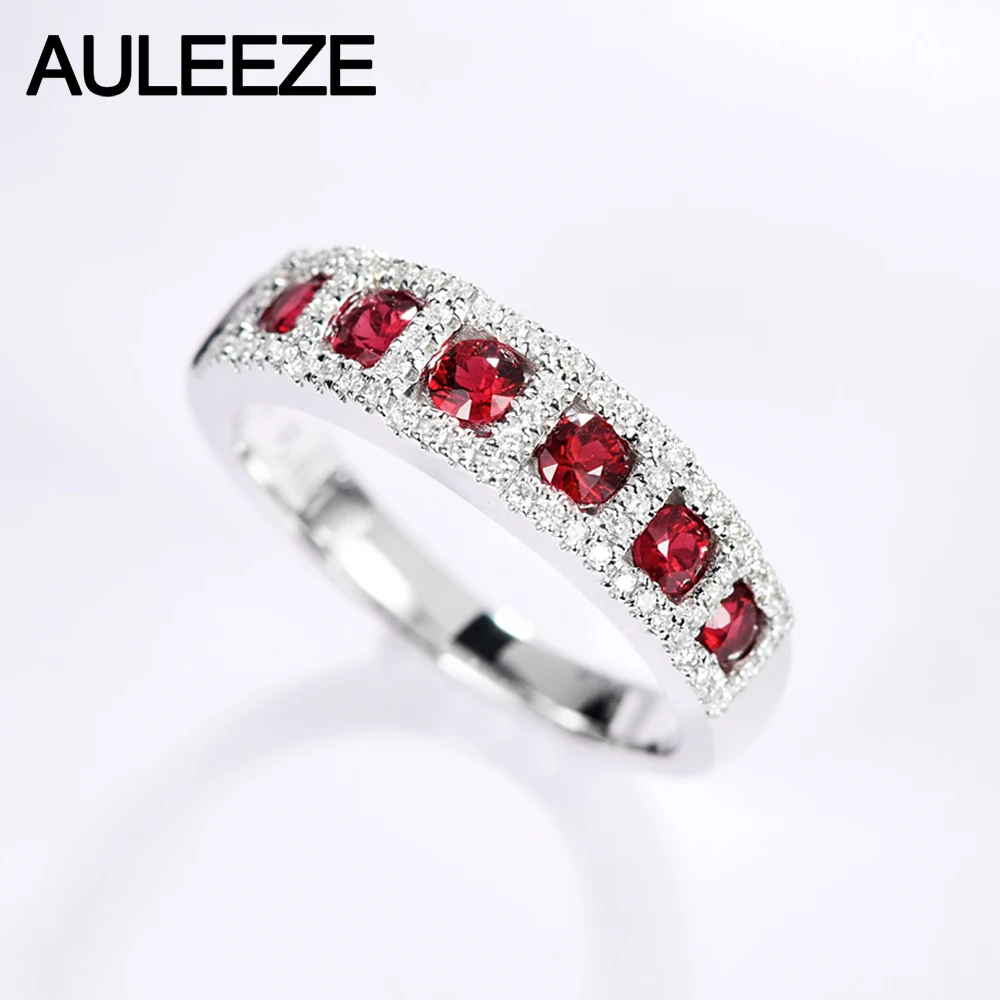 AULEEZE настоящее кольцо из белого золота 18 К с рубином и бриллиантом 0.65ct, натуральный рубин, Женское кольцо, драгоценный камень, ювелирное изделие