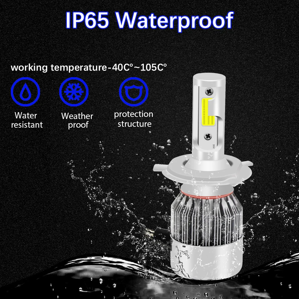 2 шт. светодиод Turbo H4 H7 H1 H11 H3 H8 HB3 HB4 9005 9006 9007 авто фары лампы 7600lm 6000 К C6 Led помощи при парковке задние фонари лампа