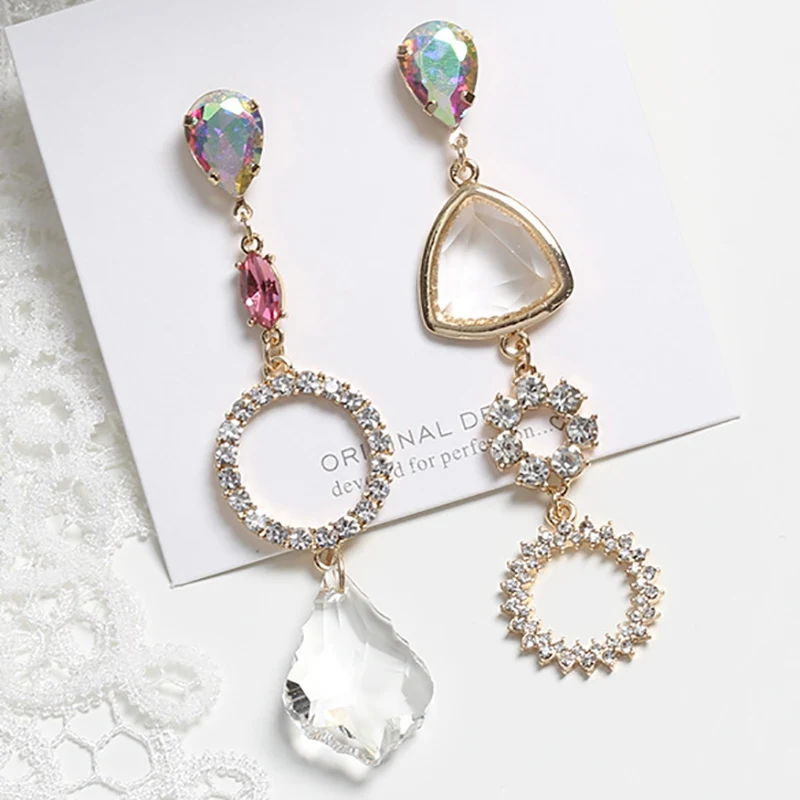 Bling-8 MENGJIQIAO корейские новые шикарные хрустальные серьги в форме сердца с длинной кисточкой для женщин элегантные жемчужные подвески ювелирные изделия - Окраска металла: Bling-8