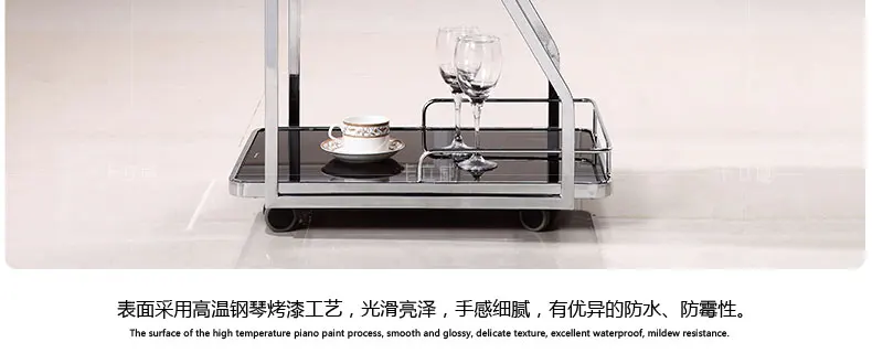 Луи Мода Тележка из нержавеющей стали Dim Sum закаленное стекло Ресторан высокого качества напитки чай и вода