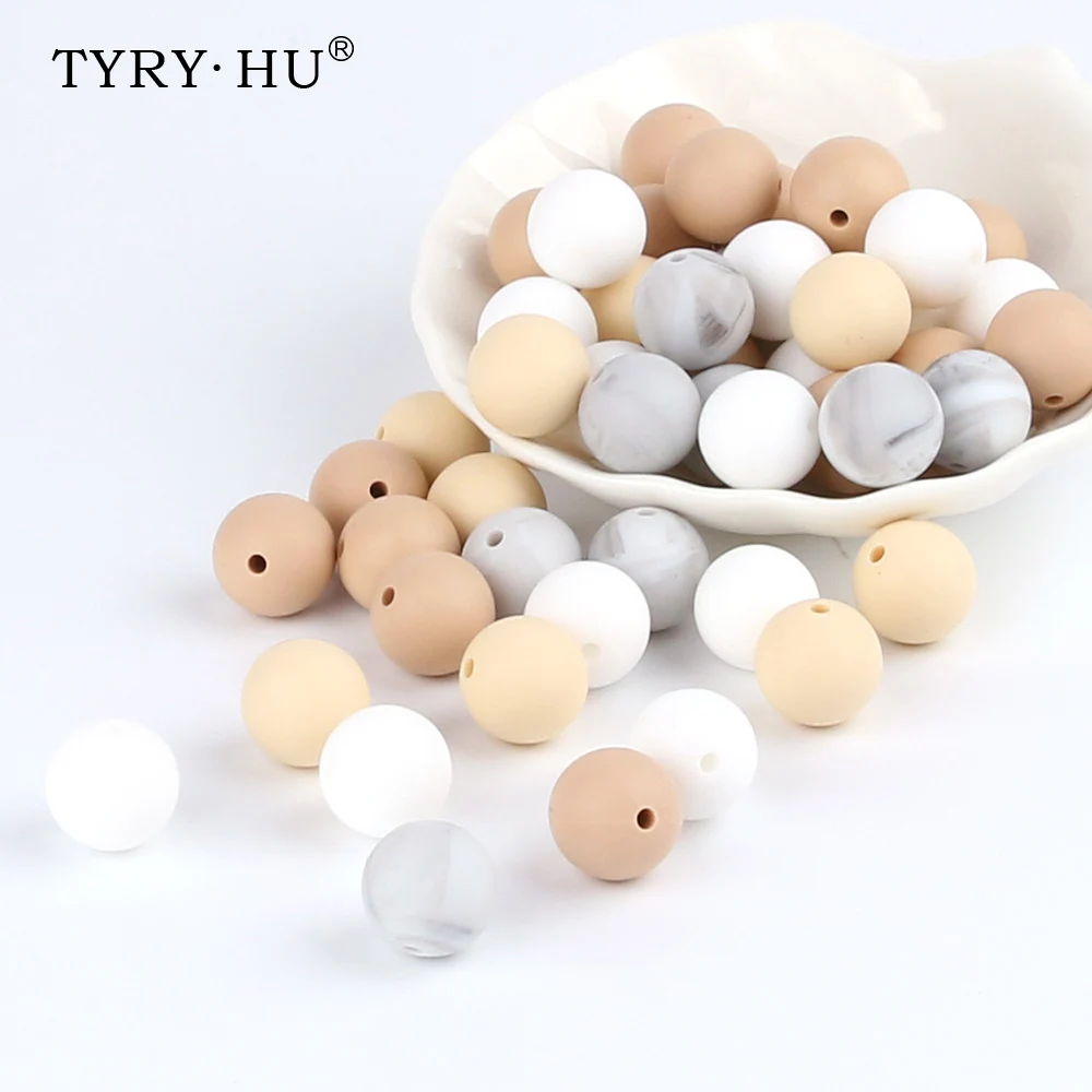 Круглые Силиконовые бусы TYRY.HU 15 мм 100 шт. без BPA силикон Прорезыватель для зубов