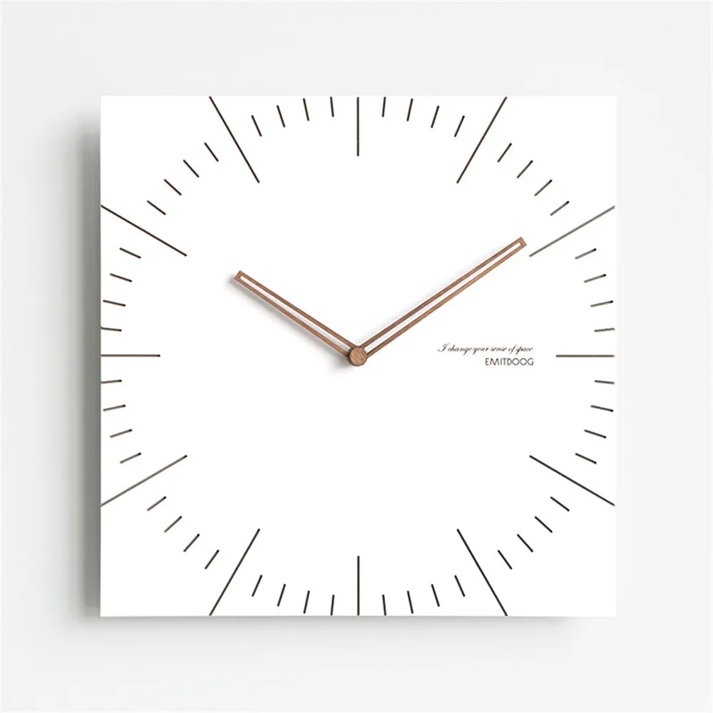 Современные деревянные настенные часы Уникальный скандинавский минималистичный белый квадратной формы художественные бесшумные часы Suzuki для кафе домашний декор - Цвет: 6